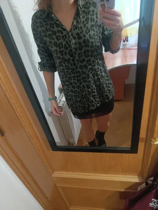 Camisa leopardo verde manga 3/4 Talla M
