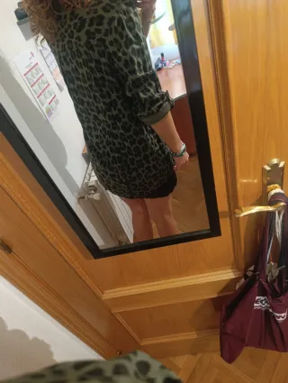 Camisa leopardo verde manga 3/4 Talla M