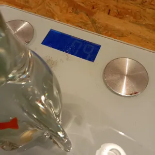 Figura de cristal con pez naranja