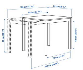 Mesa extensible blanca 84-120x74 cm