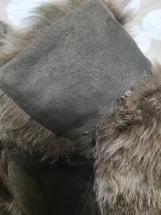 Abrigo Piel Ovino Marrón/Gris