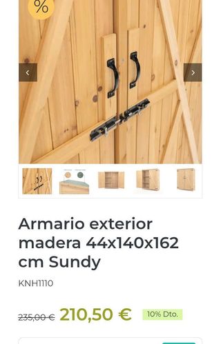Armario exterior madera Sundy 44×140×162 cm KNH1110