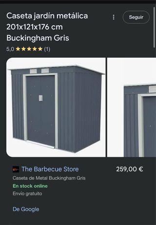 Caseta Jardín Metálica Gris 2,43 m2