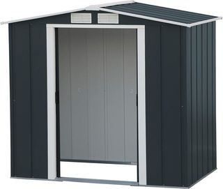 Caseta Cobertizo Jardín Duramax Riverton 2.48m² Metal Gris Antracita