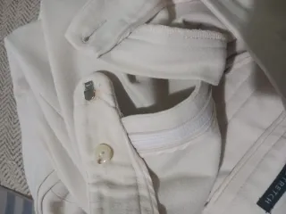 Traje de pantalón beige mujer