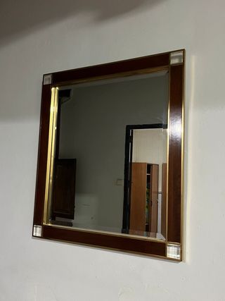 Specchio con cornice in legno e metallo dorato
