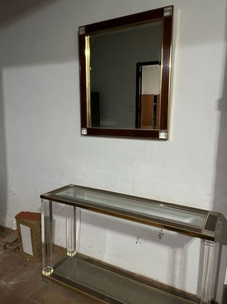 Specchio con cornice in legno e metallo dorato