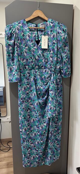 Vestido NEBLAK floral verde y morado Talla XL