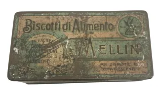 Scatola Latta Vintage Biscotti Mellin Anni '50