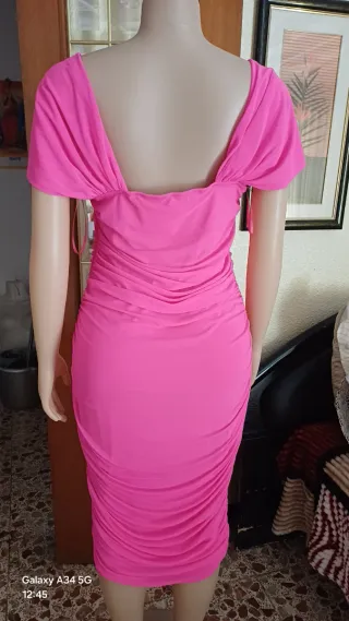 Vestido rosa mangas cortas