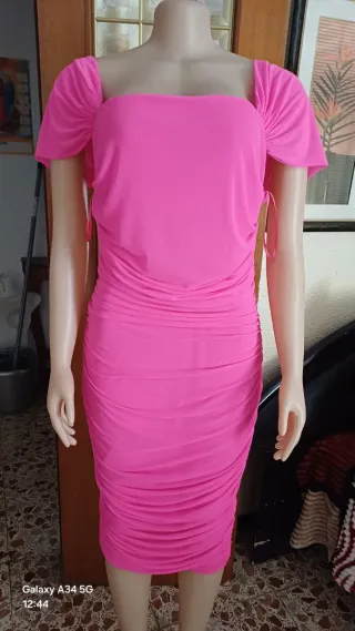 Vestido rosa mangas cortas
