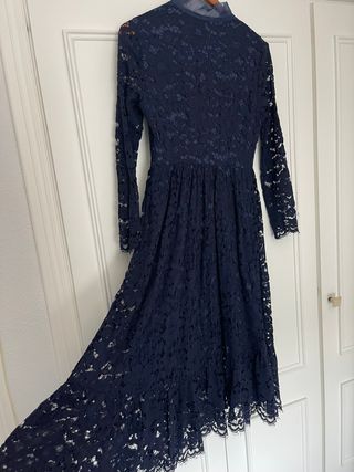 Vestido Teria Yabar encaje azul marino