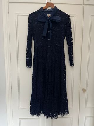 Vestido Teria Yabar encaje azul marino