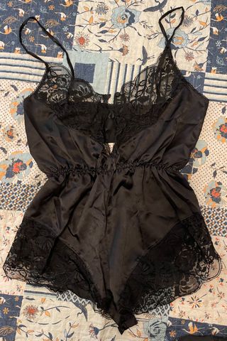 Body de encaje negro talla única