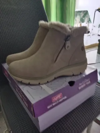 Botines Skechers Mujer Beige Cálidos