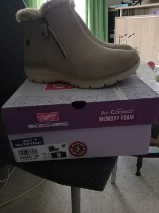 Botines Skechers Mujer Beige Cálidos