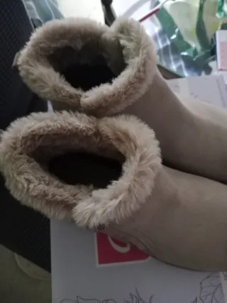 Botines Skechers Mujer Beige Cálidos