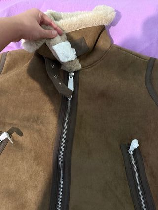 Cazadora doble faz marrón y beige