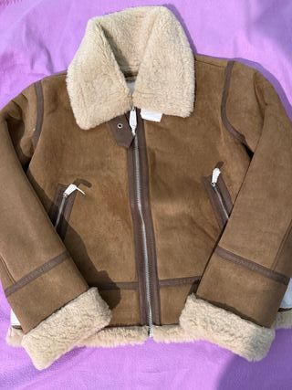 Cazadora doble faz marrón y beige