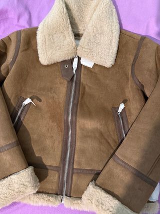 Cazadora doble faz marrón y beige