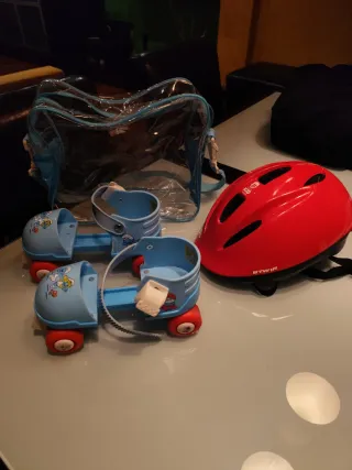 Patines de Pitufos para niños con bolsa y casco