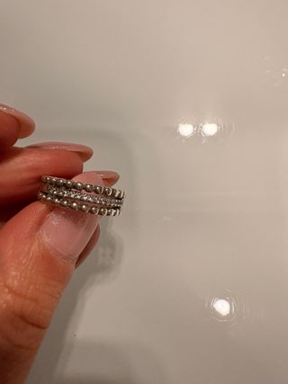 Veretta argento con zirconi e palline