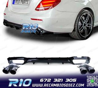DIFUSOR MERCEDES CLASE E W213 SEDAN 16-19 LOOK AMG E53 NEGRO