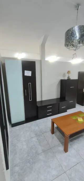 Mueble de salón modular madera y cristal, 3 metros