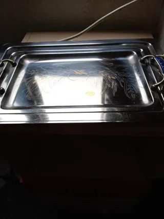 3 Bandejas Acero Inox Detalles Oro 24kl