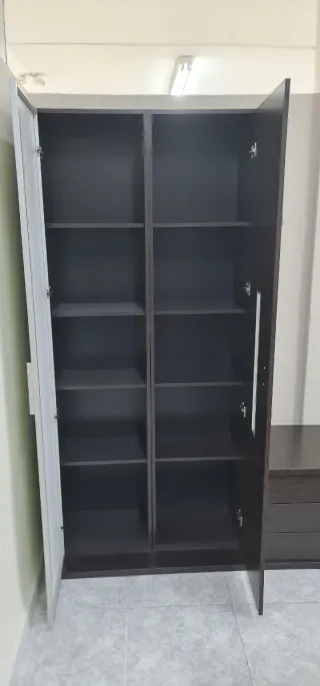 Mueble de salón modular madera y cristal