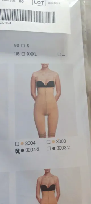 Faja VOE Talla XXS Negra con Tirantes