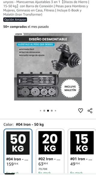 Kit de pesas y mancuernas