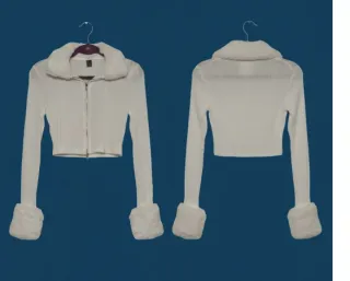 Top Corto Blanco Punto Trenzado Pelo Sintético