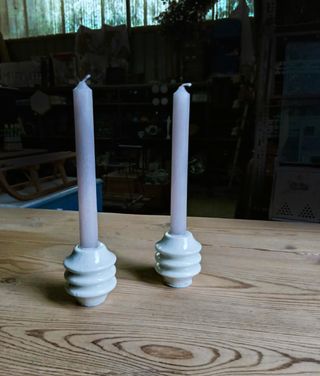 Portacandele in porcellana bianca