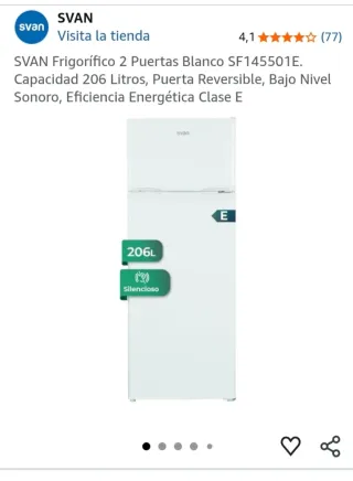 Nevera Svan Blanca, dos puertas.144cm altura