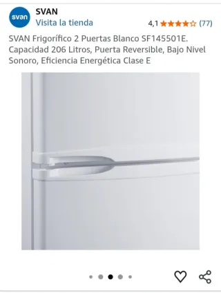 Nevera Svan Blanca, dos puertas.144cm altura