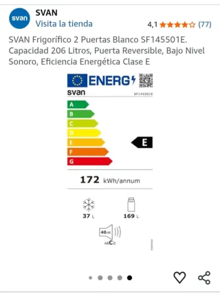 Nevera Svan Blanca, dos puertas.144cm altura