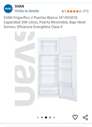 Nevera Svan Blanca, dos puertas.144cm altura