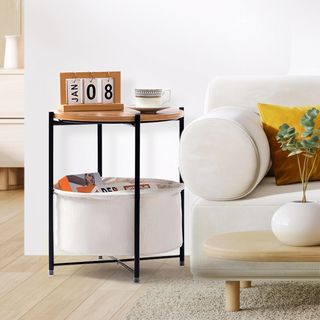 Mesa Lateral Redonda HollyHOME Nogal Oscuro