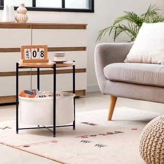 Mesa Lateral Redonda HollyHOME Nogal Oscuro