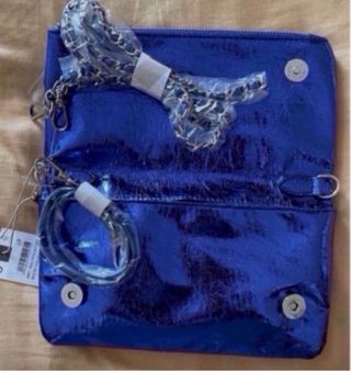 Bolso Brownie Fiesta Azul Metalizado NUEVO