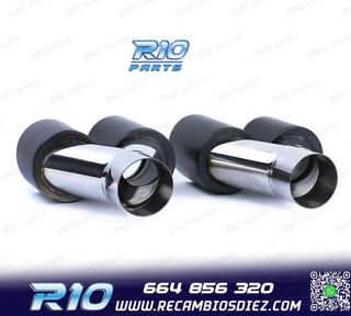 COLAS ESCAPE SALIDA DOBLE UNIVERSAL 2x 89MM ACERO INOX NEGRO