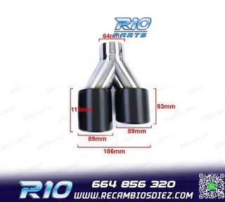 COLAS ESCAPE SALIDA DOBLE UNIVERSAL 2x 89MM ACERO INOX NEGRO