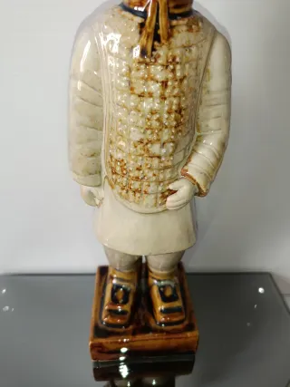 Guerriero Cinese Ceramica Smaltata Vintage