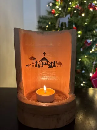 Presepe in bambù con candela