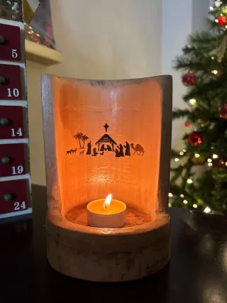 Presepe in bambù con candela