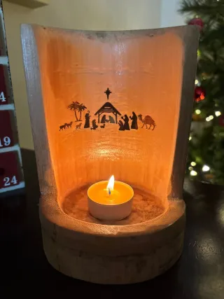 Presepe in bambù con candela