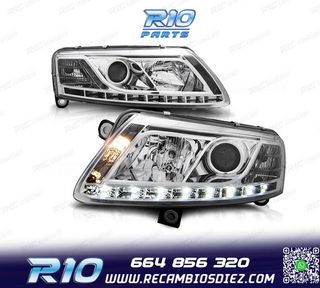 FAROS XENON AUDI A6 4F 04-08 DRL LUZ DIURNA REAL FONDO CROMO