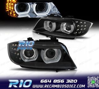 FAROS XENON OJOS ANGEL 3D BMW E90 E91 08-12 FONDO NEGRO