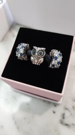 3 Charm Pandora: 2 clip y Búho.
